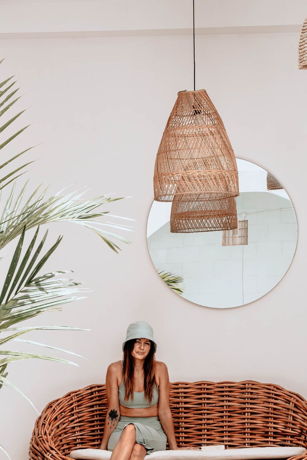 Rollo rattan lamp collection - 3 sizes, handmade natural lights in light brown, hanging or standing