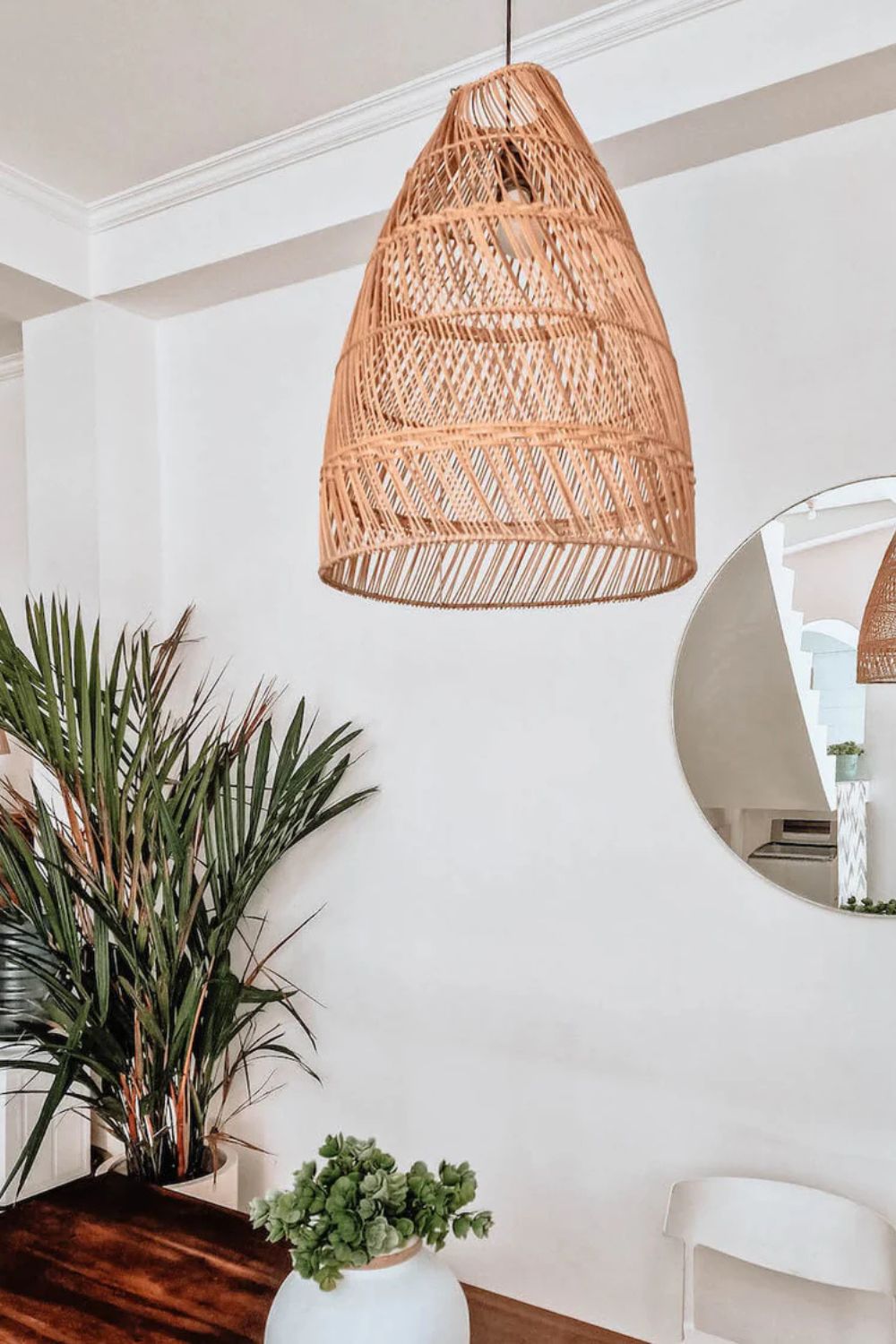 Rollo rattan lamp collection - 3 sizes, handmade natural lights in light brown, hanging or standing