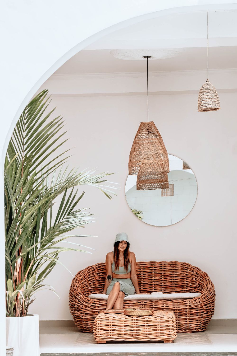 Rollo rattan lamp collection - 3 sizes, handmade natural lights in light brown, hanging or standing