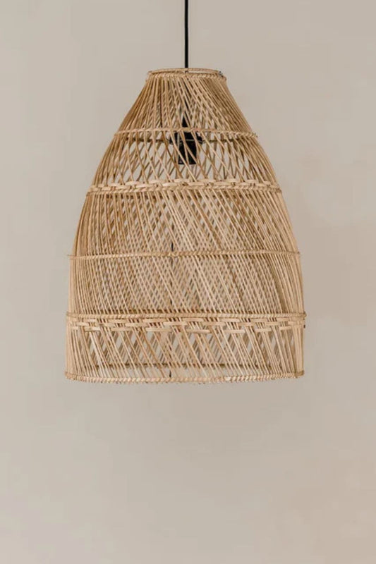 Rollo rattan lamp collection - 3 sizes, handmade natural lights in light brown, hanging or standing