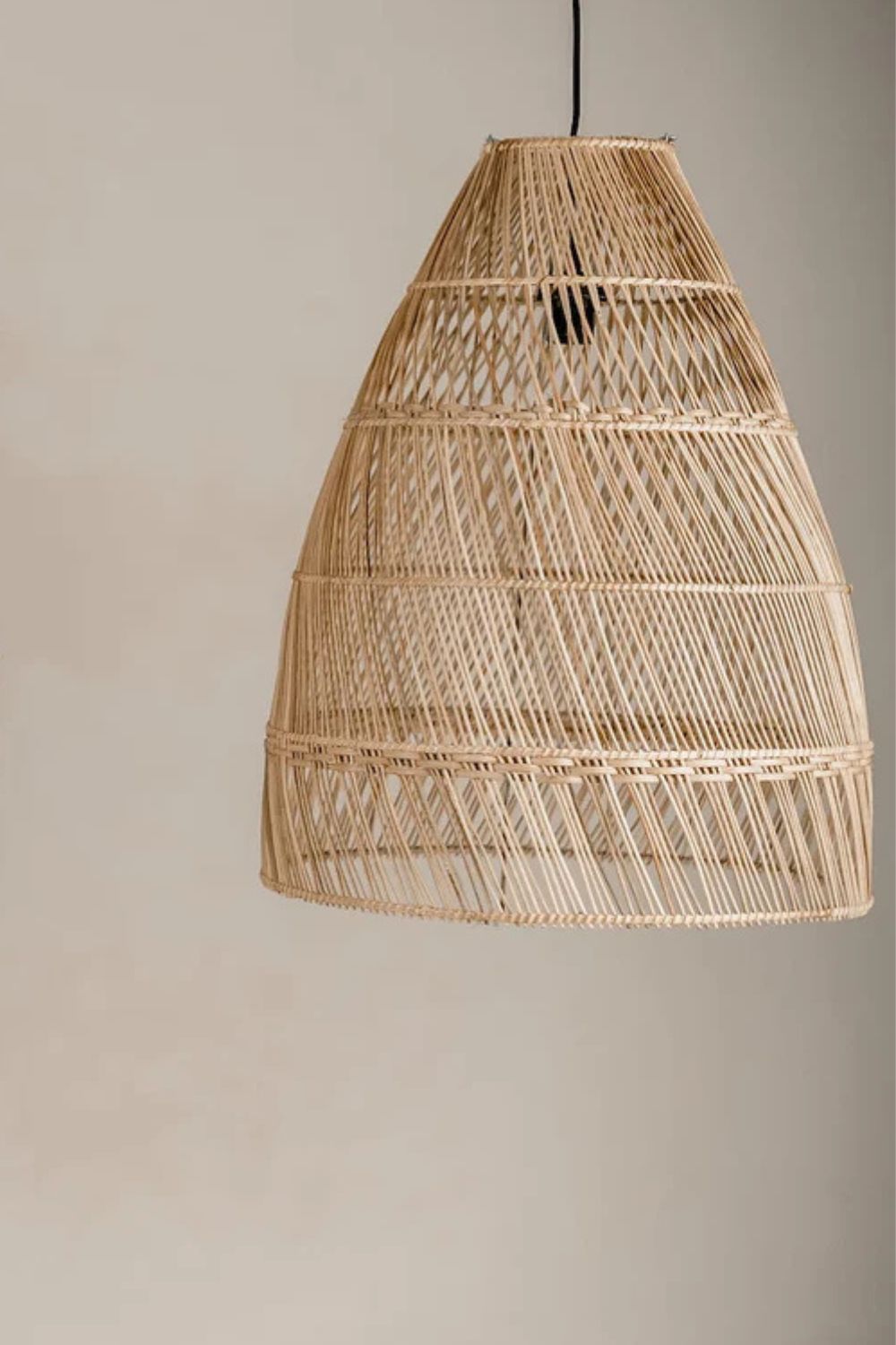 Rollo rattan lamp collection - 3 sizes, handmade natural lights in light brown, hanging or standing