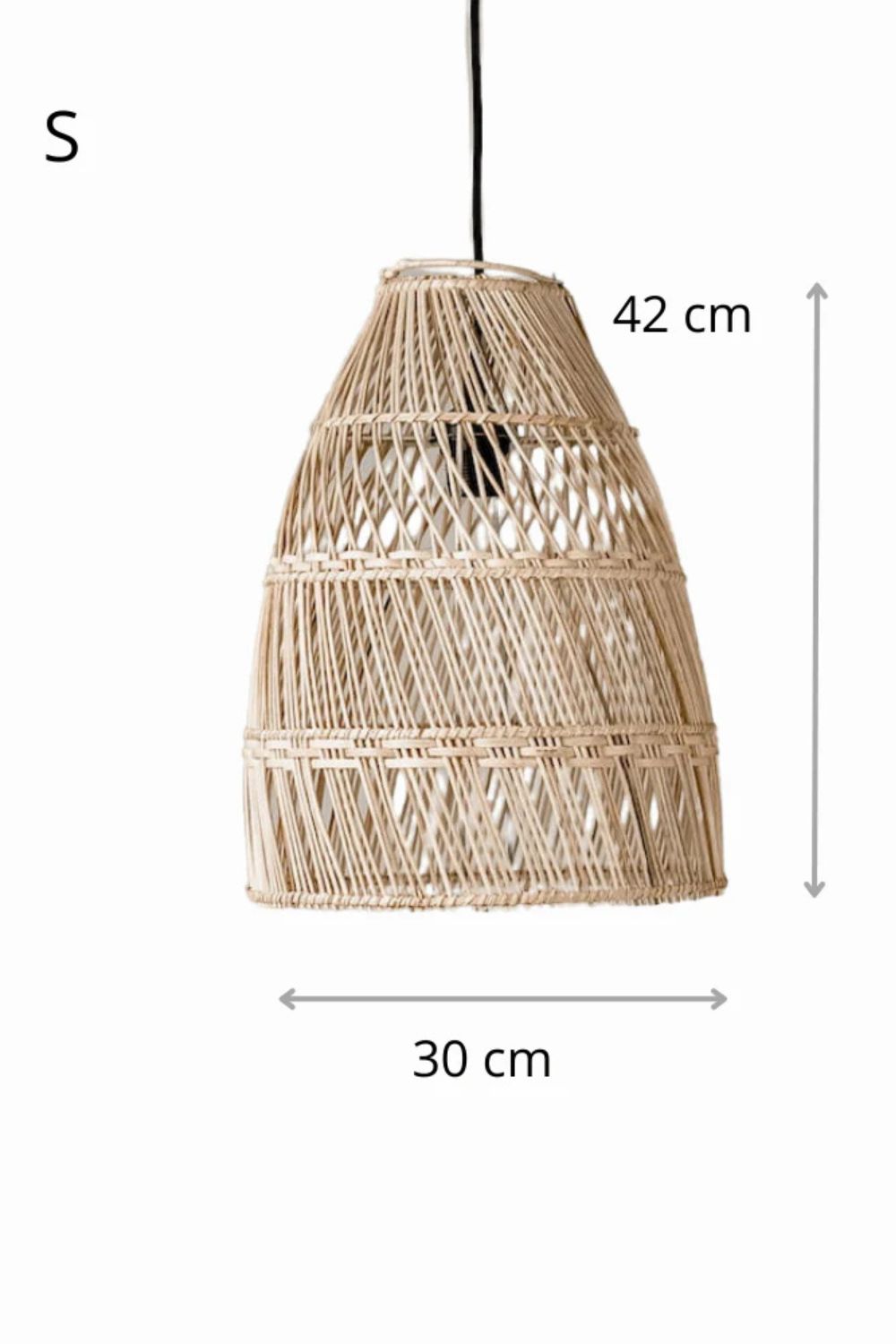 Rollo rattan lamp collection - 3 sizes, handmade natural lights in light brown, hanging or standing