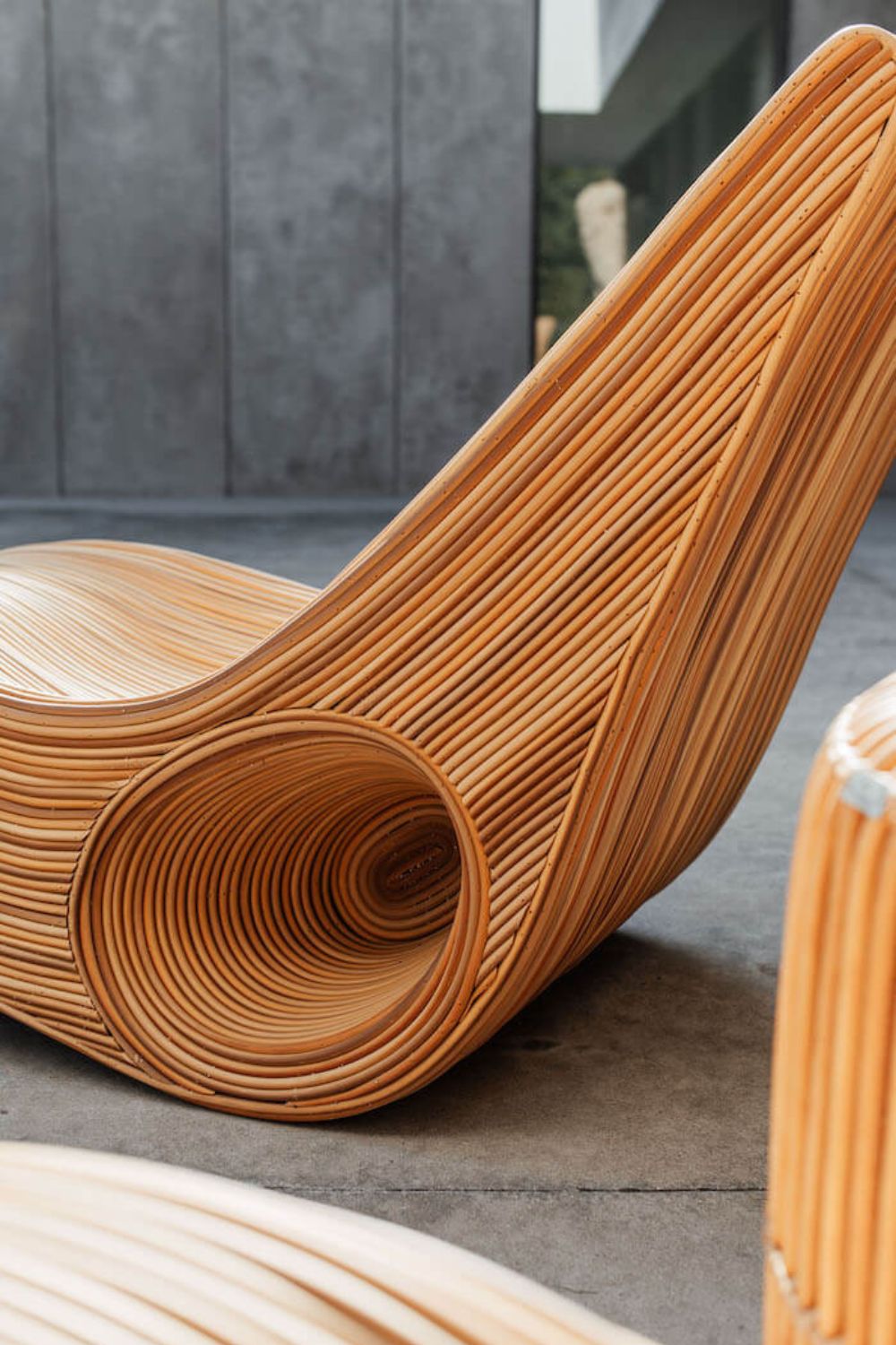 Eco-friendly synthetic rattan sun lounger - Tegal Camila Orianson sustainable handmade outdoor furniture for poolside and garden