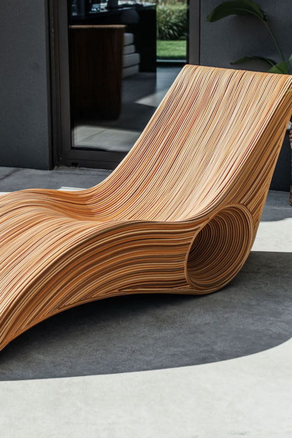 Eco-friendly synthetic rattan sun lounger - Tegal Camila Orianson sustainable handmade outdoor furniture for poolside and garden