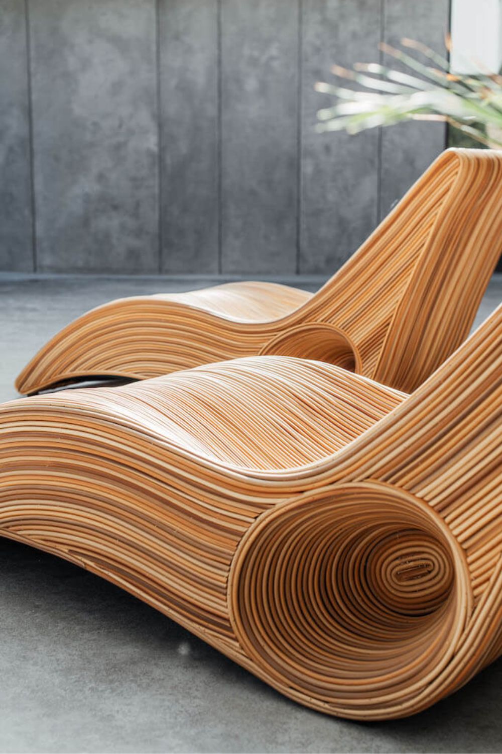 Eco-friendly synthetic rattan sun lounger - Tegal Camila Orianson sustainable handmade outdoor furniture for poolside and garden