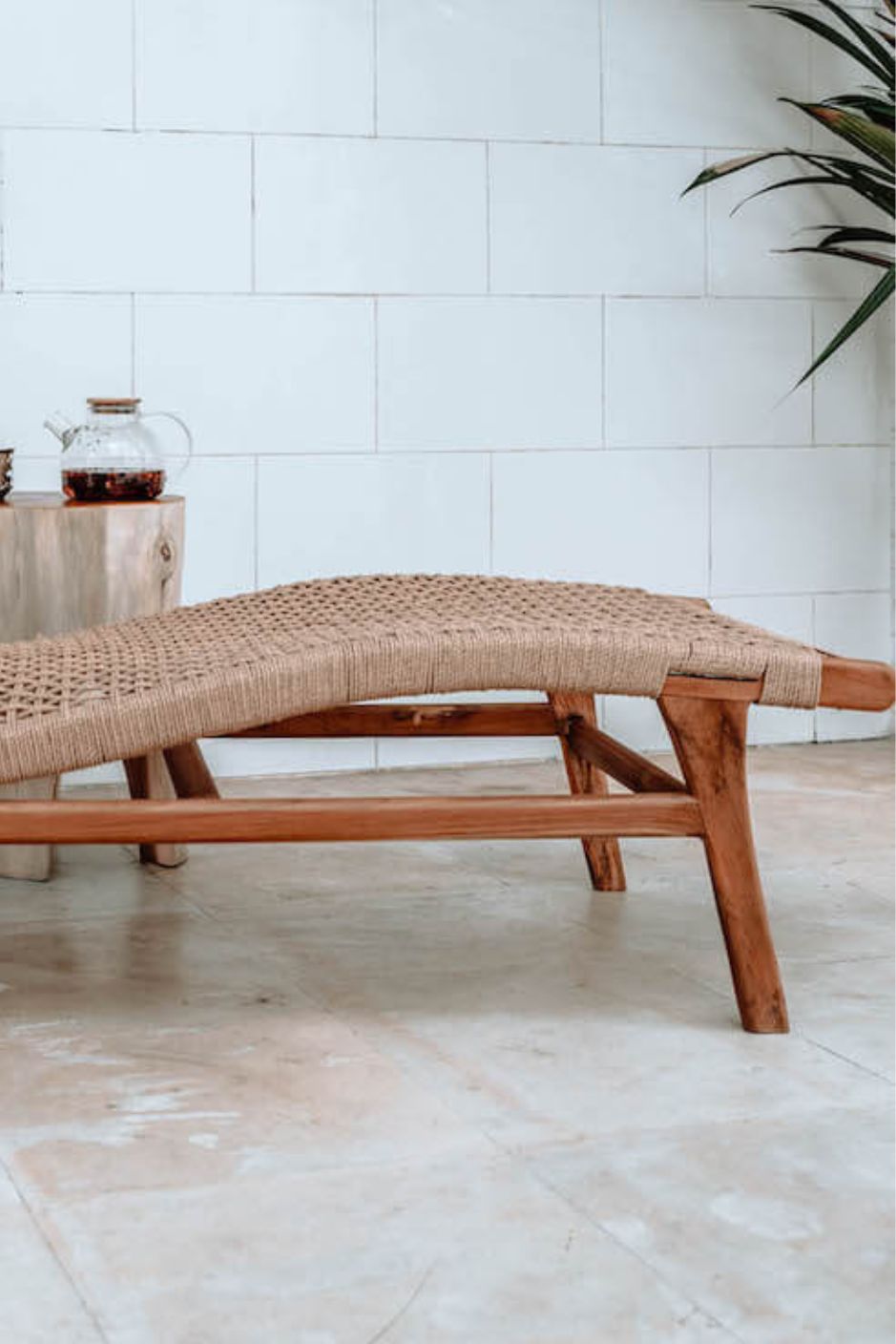 Florence Lounger made from teak wood and eco-friendly wicker, stylish sustainable outdoor furniture
