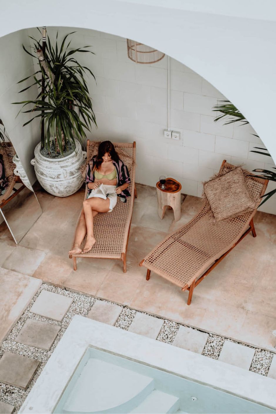 Florence Lounger made from teak wood and eco-friendly wicker, stylish sustainable outdoor furniture