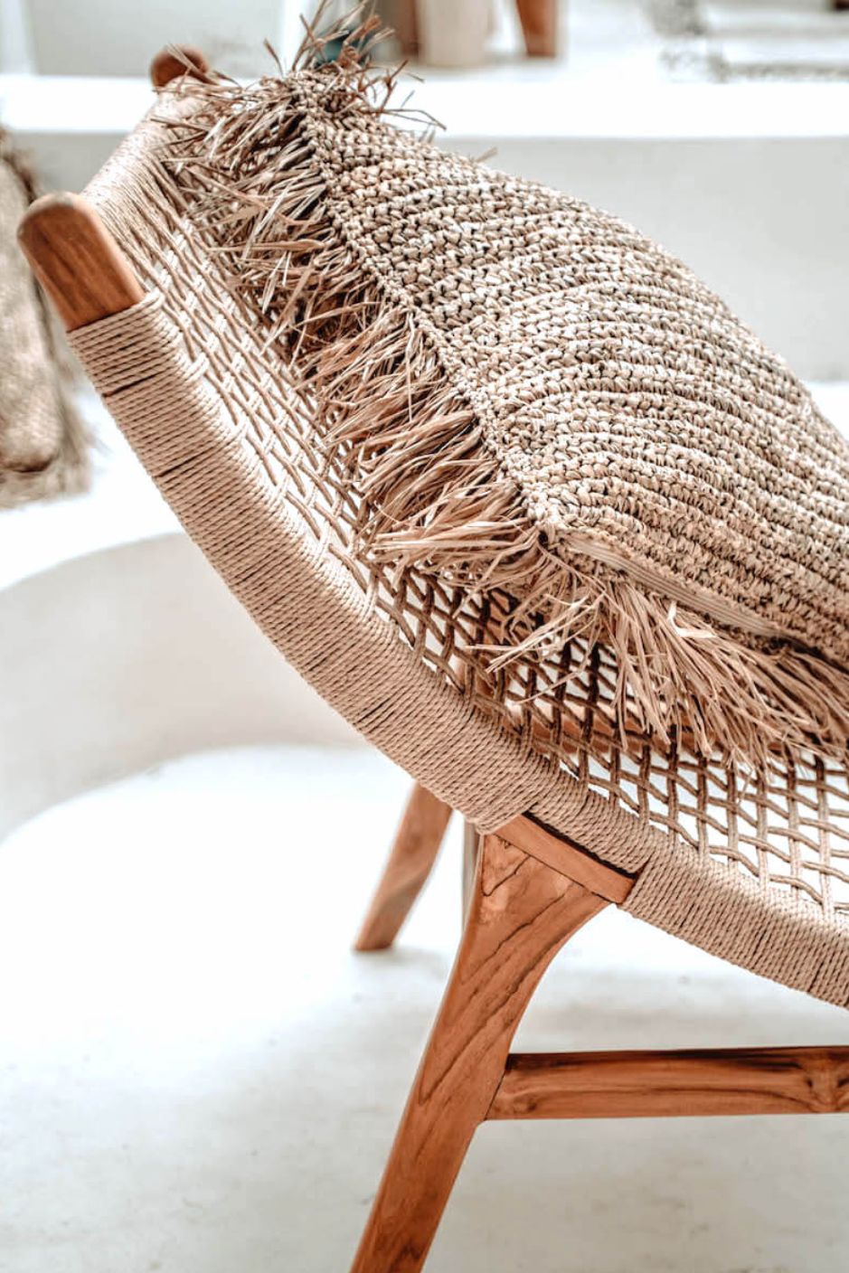 Florence Lounger made from teak wood and eco-friendly wicker, stylish sustainable outdoor furniture