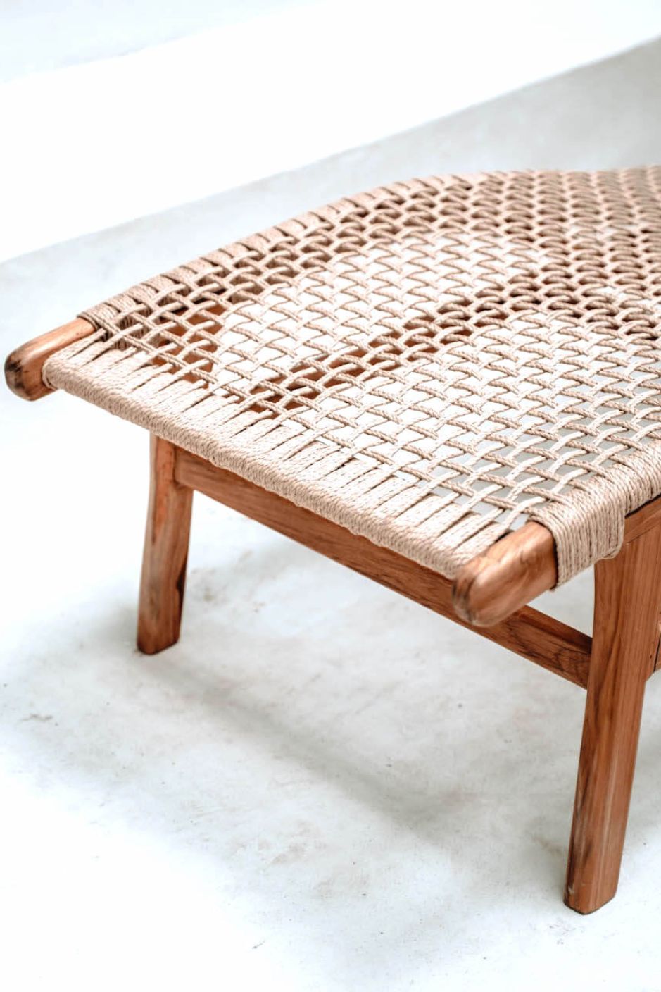 Florence Lounger made from teak wood and eco-friendly wicker, stylish sustainable outdoor furniture
