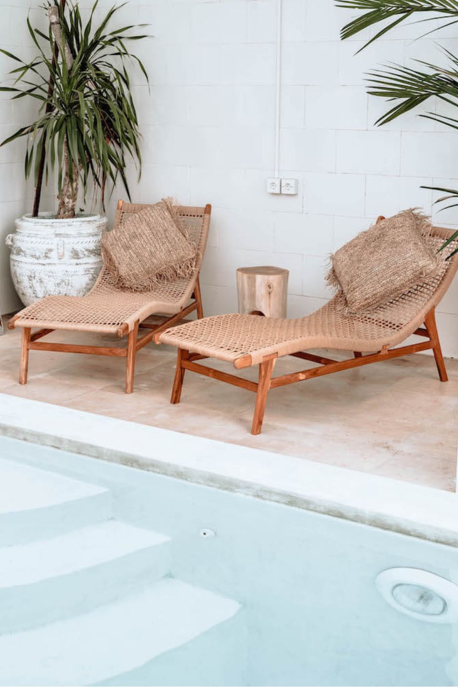 Florence Lounger made from teak wood and eco-friendly wicker, stylish sustainable outdoor furniture