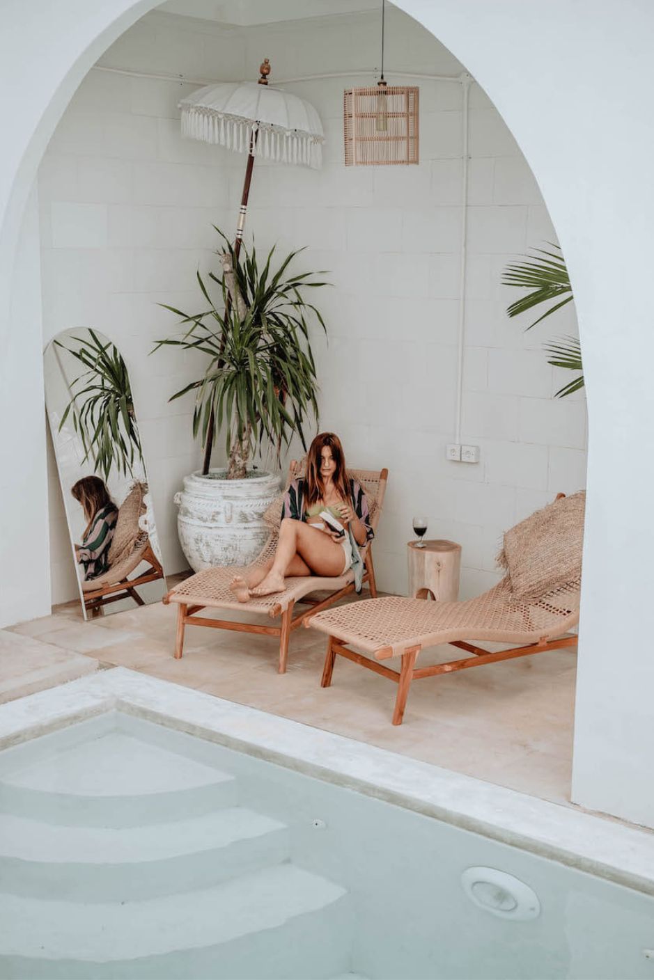 Florence Lounger made from teak wood and eco-friendly wicker, stylish sustainable outdoor furniture