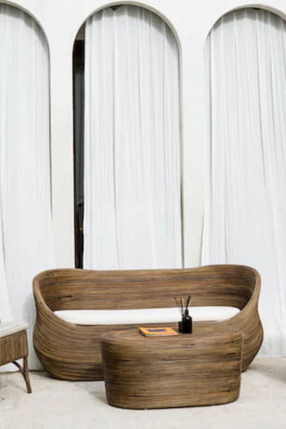 Tegal Oval Rattan Table in rich brown finish, handwoven from durable natural rattan for indoor or outdoor use