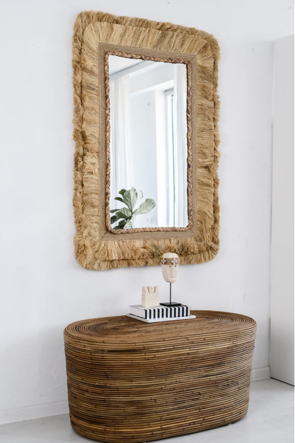 Tegal Oval Rattan Table in rich brown finish, handwoven from durable natural rattan for indoor or outdoor use