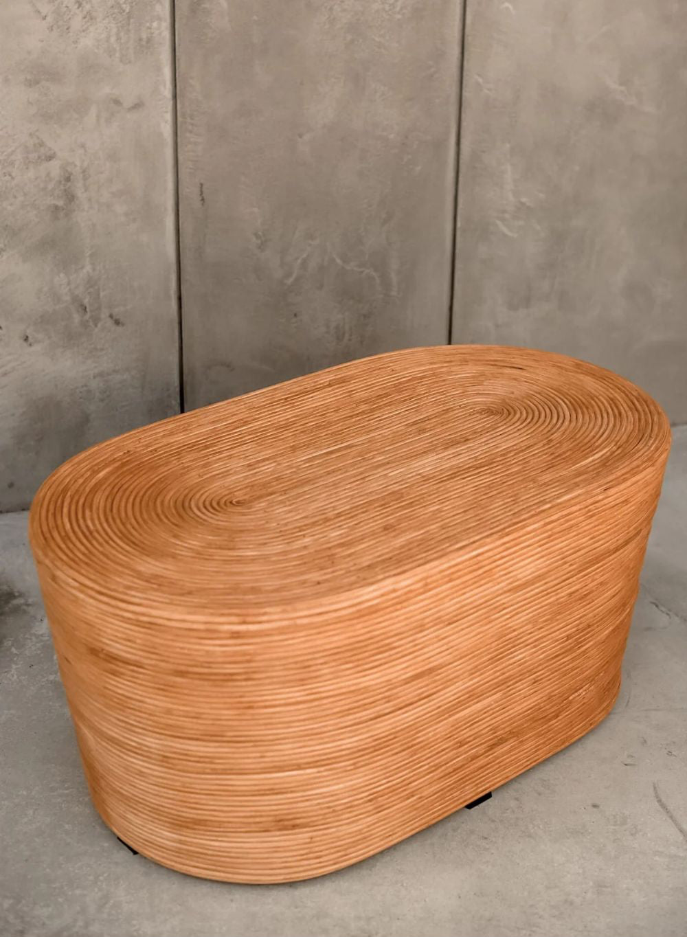 Tegal Oval Rattan Table in rich cognac finish, handwoven from durable natural rattan for indoor or outdoor use