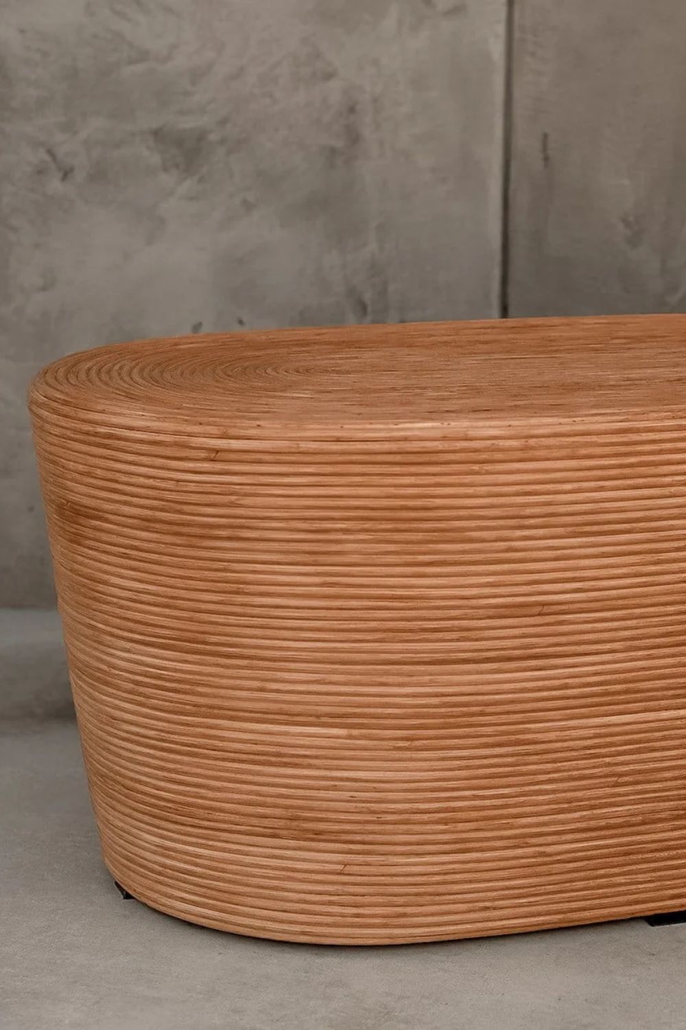 Tegal Oval Rattan Table in rich cognac finish, handwoven from durable natural rattan for indoor or outdoor use