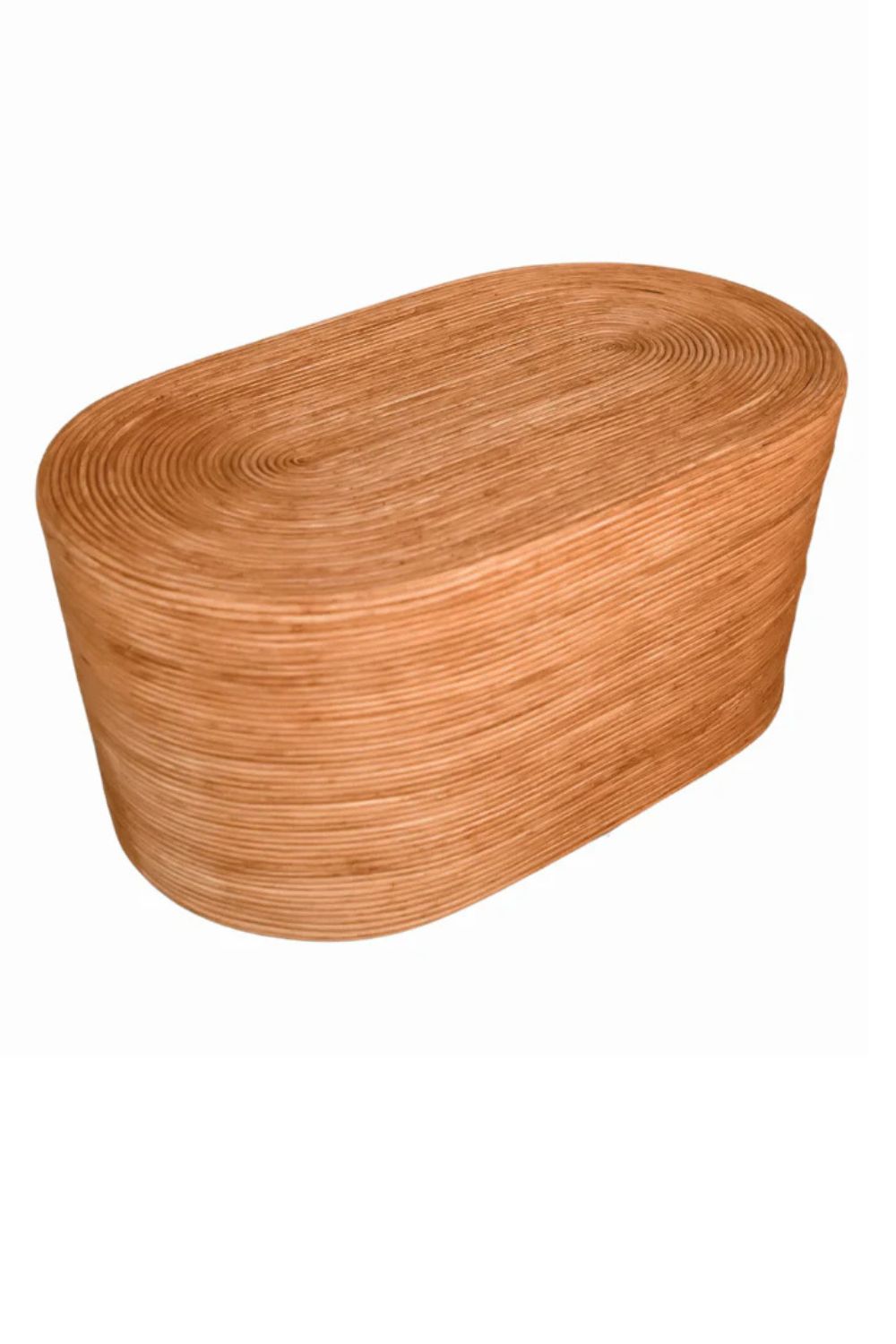 Tegal Oval Rattan Table in rich cognac finish, handwoven from durable natural rattan for indoor or outdoor use