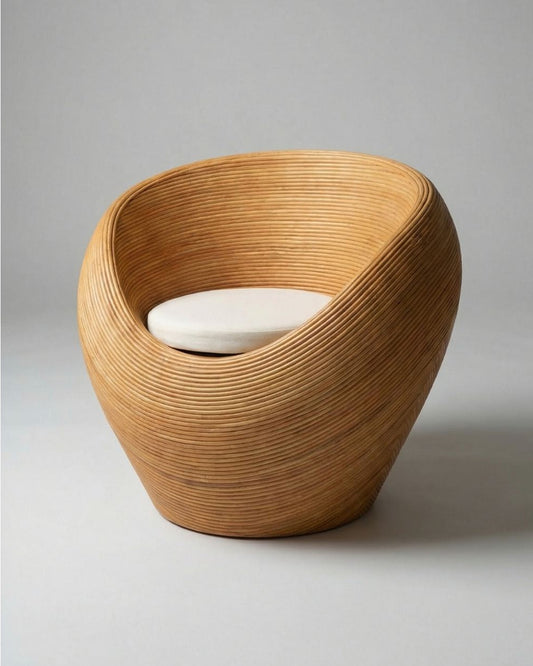 Handmade rattan armchair natural with boho style, perfect for cozy living spaces.