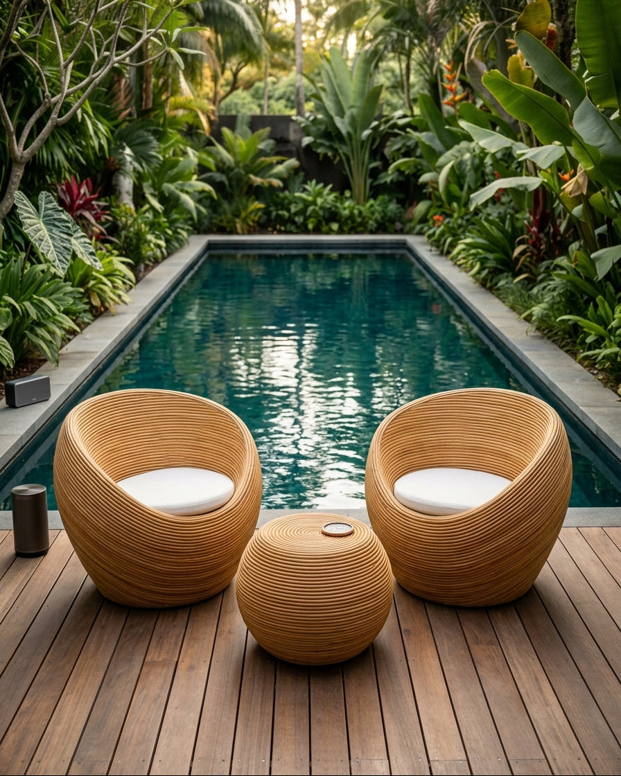 Handmade rattan armchair natural with boho style, perfect for cozy living spaces.