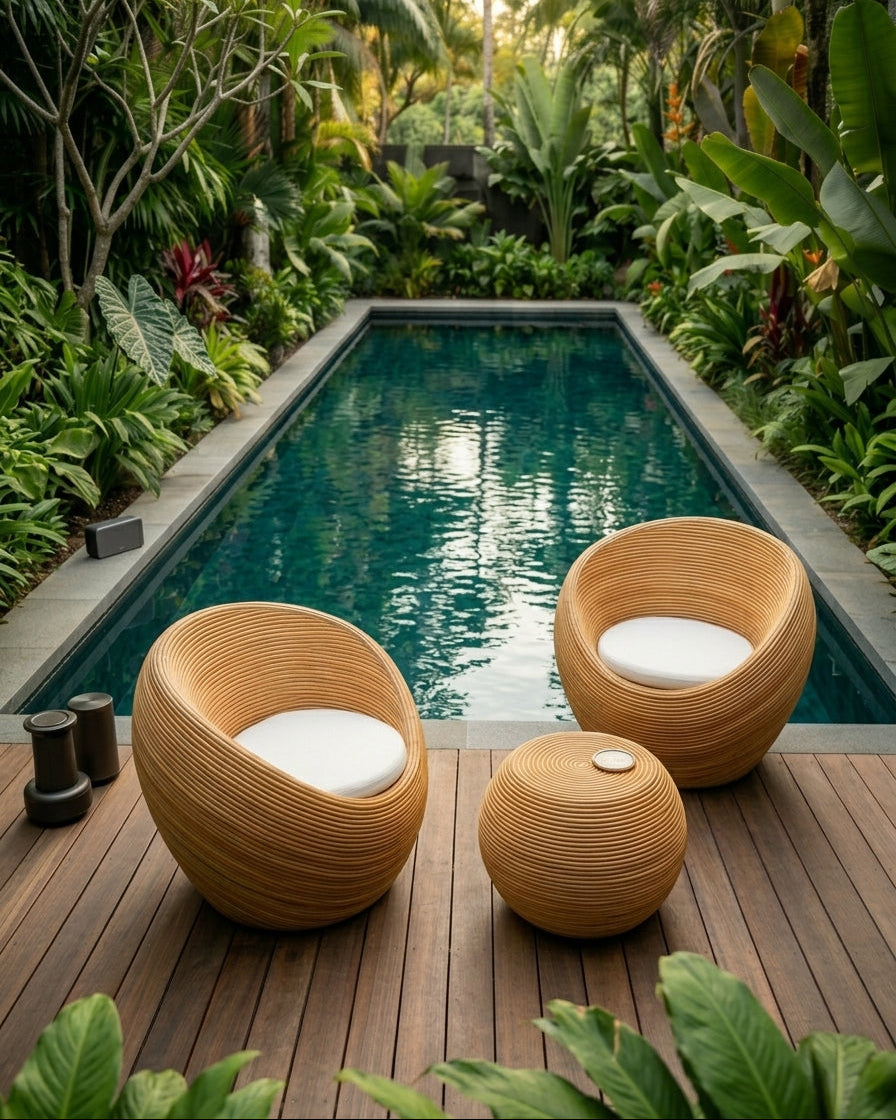 Handmade rattan armchair natural with boho style, perfect for cozy living spaces.