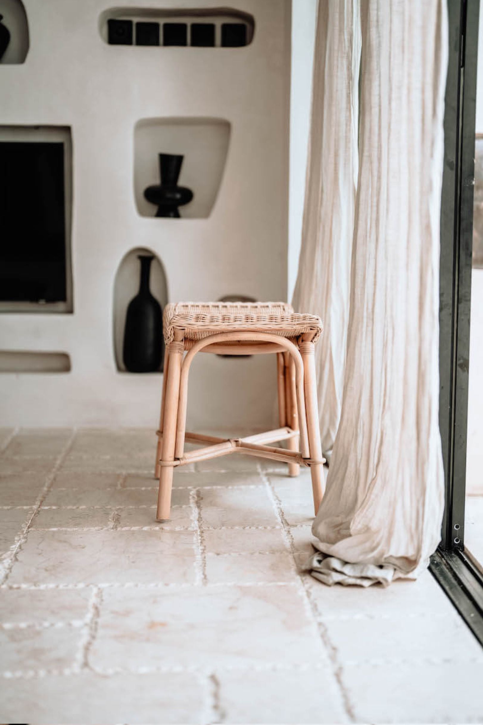Oriana handmade rattan stool, durable and stylish natural furniture for modern interiors