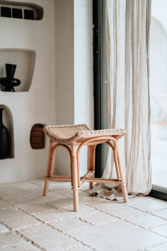 Oriana handmade rattan stool, durable and stylish natural furniture for modern interiors