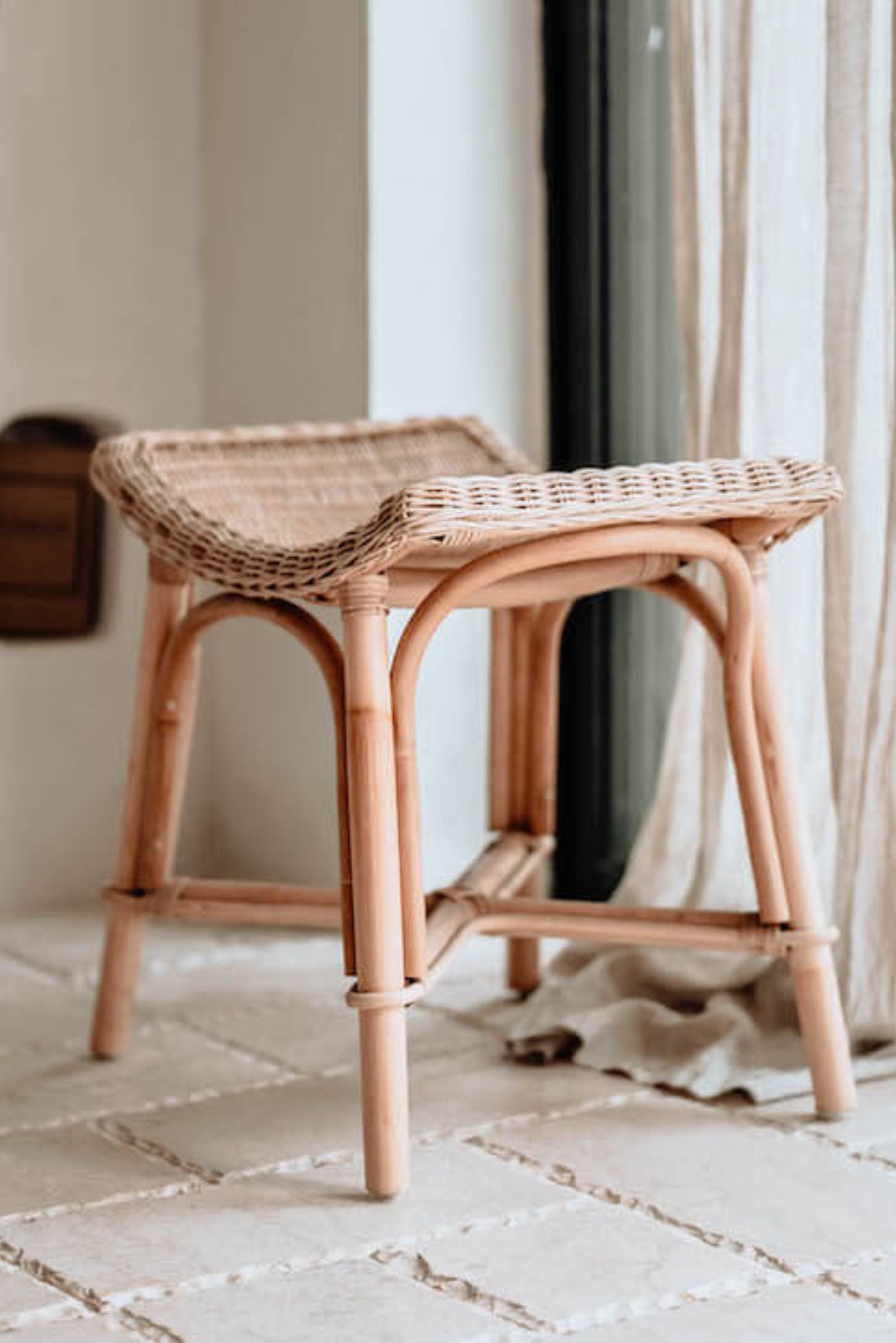Oriana handmade rattan stool, durable and stylish natural furniture for modern interiors