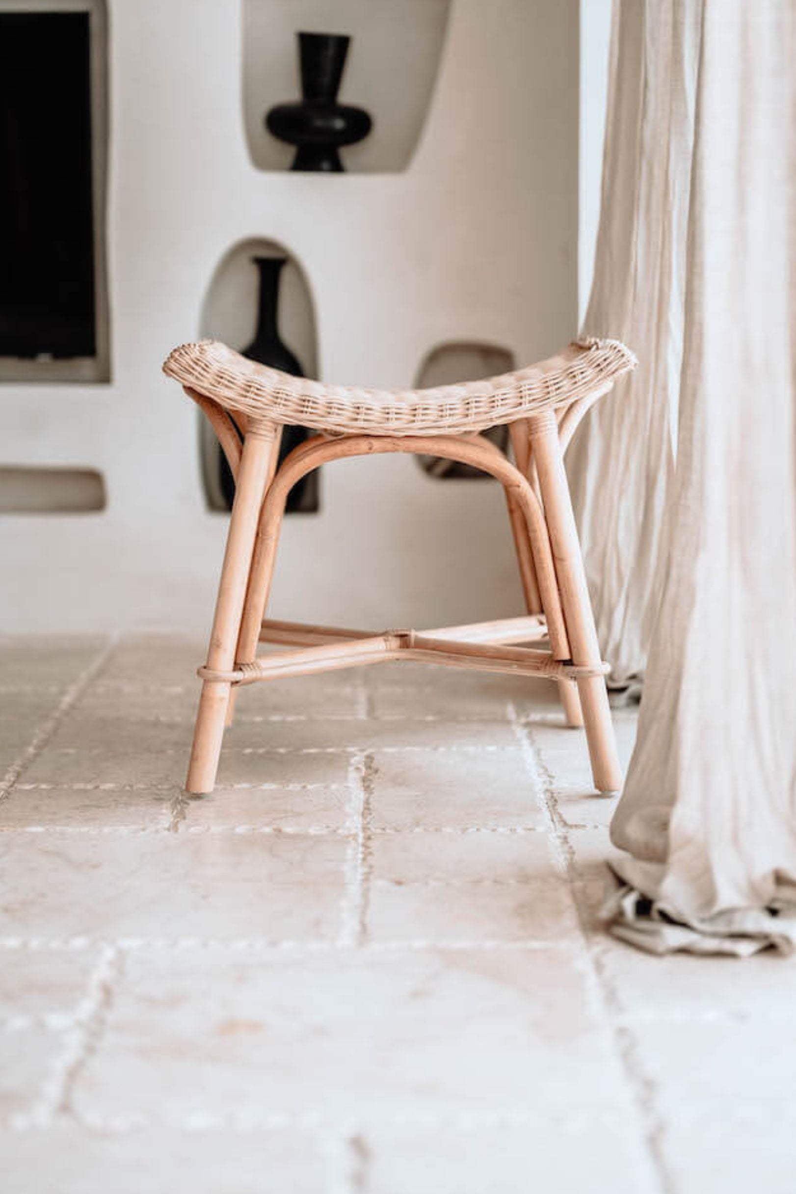 Oriana handmade rattan stool, durable and stylish natural furniture for modern interiors